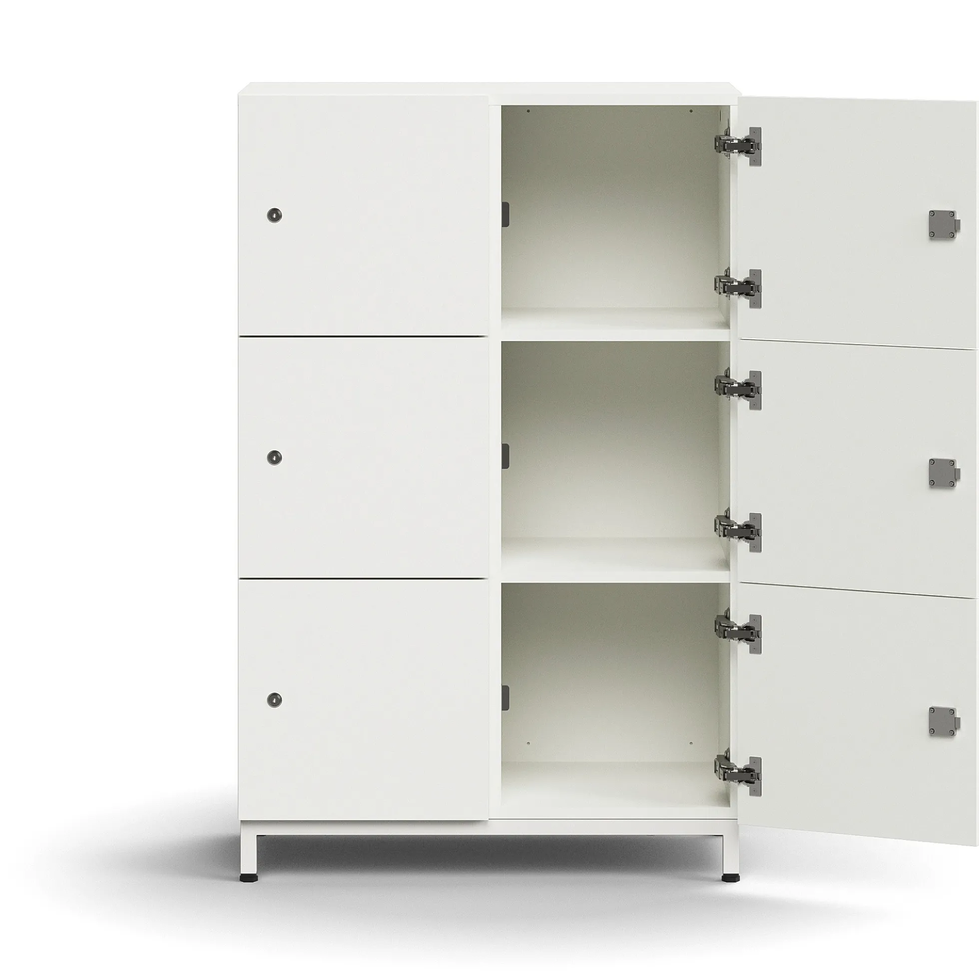Lokerokaappi QBUS 6 lokeroa, jalusta, 1252x800x420 mm, valkoinen