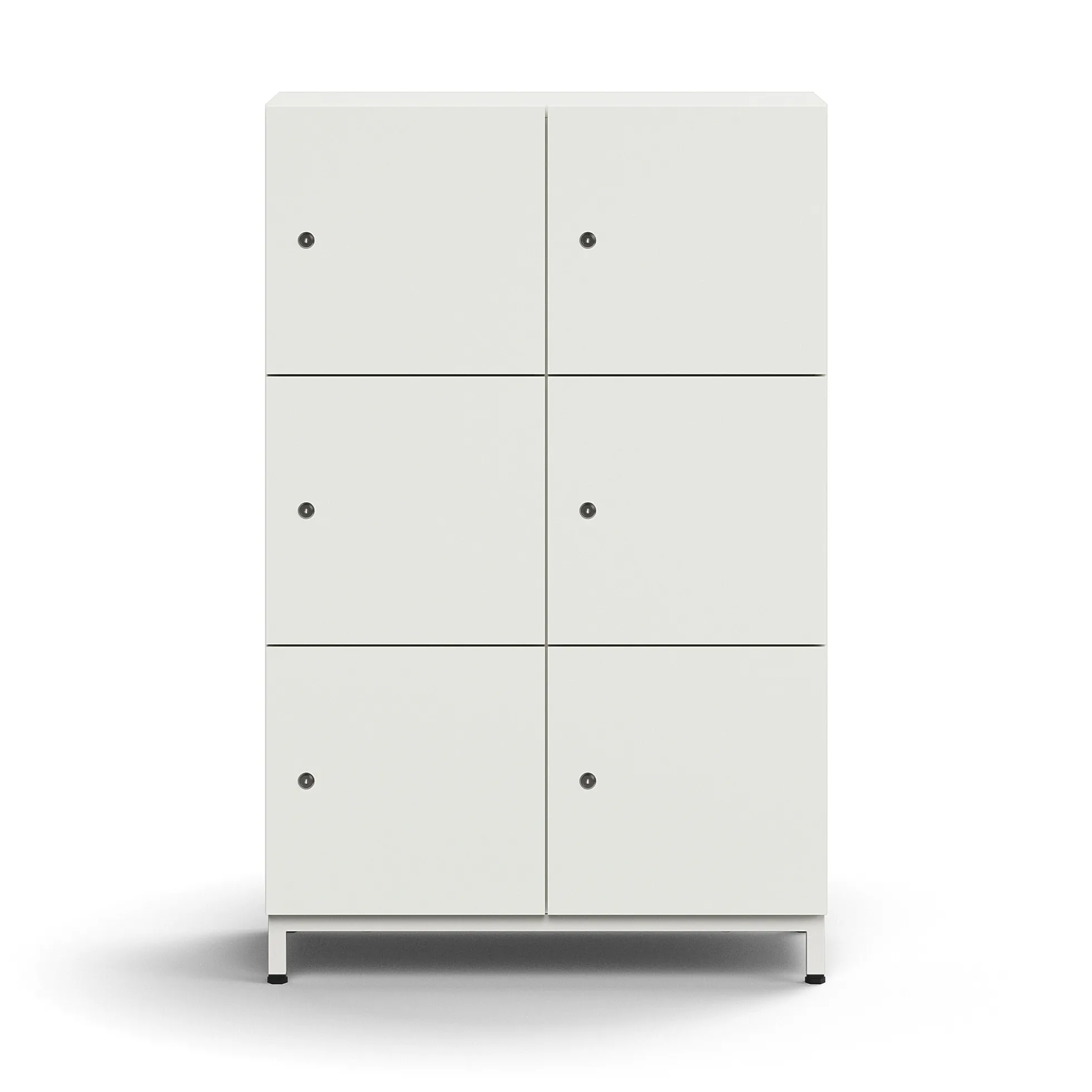 Lokerokaappi QBUS 6 lokeroa, jalusta, 1252x800x420 mm, valkoinen