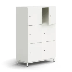 Lokerokaappi QBUS 6 lokeroa, jalusta, 1252x800x420 mm, valkoinen
