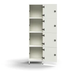 Lokerokaappi QBUS 4 lokeroa, jalusta, 1636x400x420 mm, valkoinen