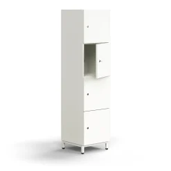 Lokerokaappi QBUS 4 lokeroa, jalusta, 1636x400x420 mm, valkoinen