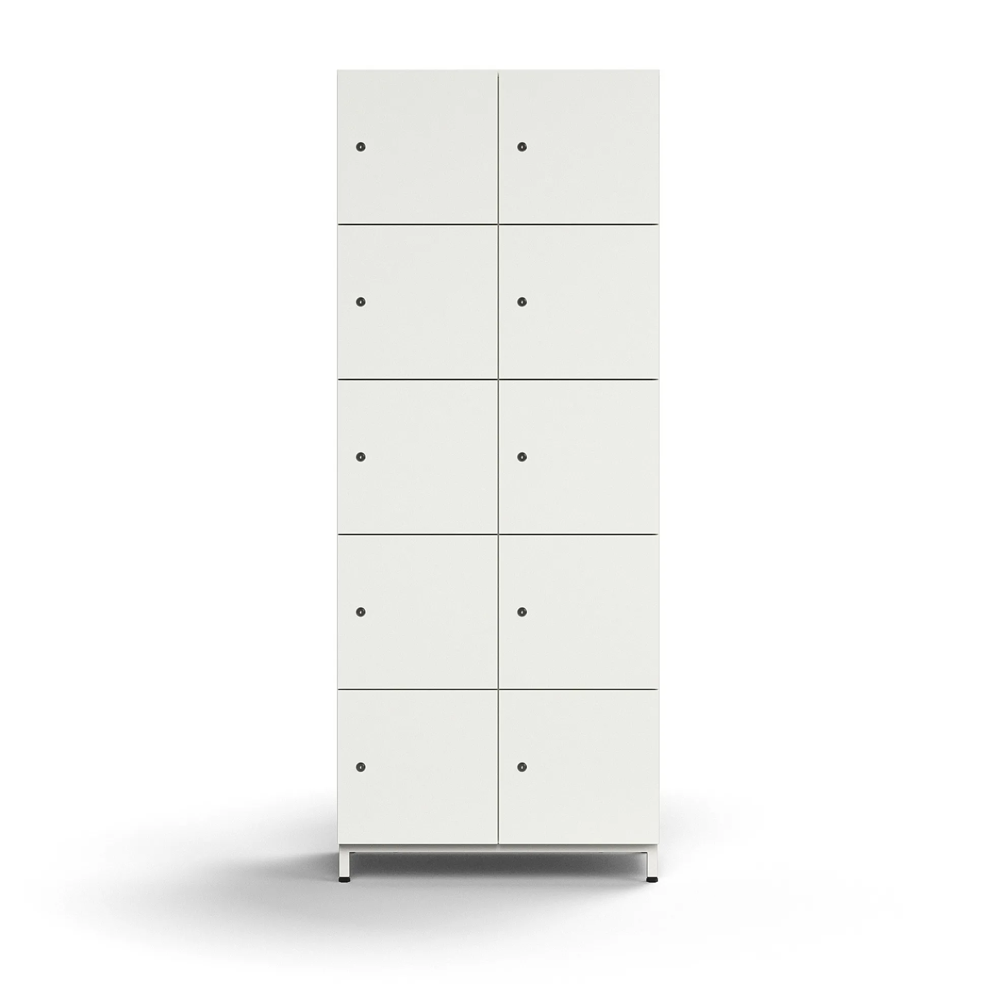 Lokerokaappi QBUS 10 lokeroa, jalusta, 2020x800x420 mm, valkoinen