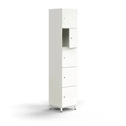 Lokerokaappi QBUS 5 lokeroa, jalusta, 2020x400x420 mm, valkoinen