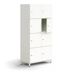 Lokerokaappi QBUS 8 lokeroa, jalusta, 1636x800x420 mm, valkoinen