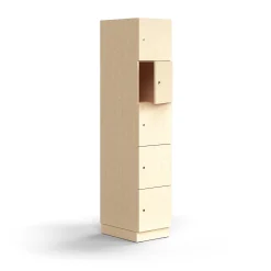 Lokerokaappi QBUS 5 lokeroa, sokkeli, 2020x400x570 mm, koivu