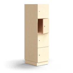 Lokerokaappi QBUS 4 lokeroa, sokkeli, 1636x400x570 mm, koivu