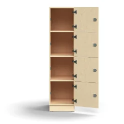 Lokerokaappi QBUS 4 lokeroa, sokkeli, 1636x400x570 mm, koivu