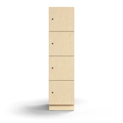 Lokerokaappi QBUS 4 lokeroa, sokkeli, 1636x400x570 mm, koivu