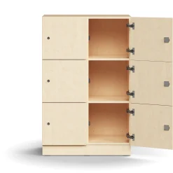 Lokerokaappi QBUS 6 lokeroa, sokkeli, 1252x800x420 mm, koivu
