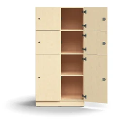 Lokerokaappi QBUS 6 lokeroa, sokkeli, 1636x800x570 mm, koivu
