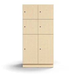 Lokerokaappi QBUS 6 lokeroa, sokkeli, 1636x800x570 mm, koivu