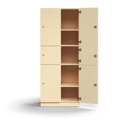 Lokerokaappi QBUS 6 lokeroa, sokkeli, 2020x800x570 mm, koivu