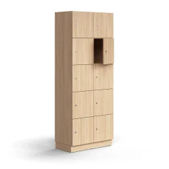 Lokerokaappi QBUS 10 lokeroa, sokkeli, 2020x800x420 mm, tammi