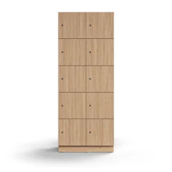 Lokerokaappi QBUS 10 lokeroa, sokkeli, 2020x800x420 mm, tammi