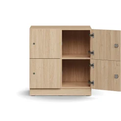 Lokerokaappi QBUS 4 lokeroa, sokkeli, 868x800x420 mm, tammi