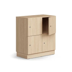 Lokerokaappi QBUS 4 lokeroa, sokkeli, 868x800x420 mm, tammi