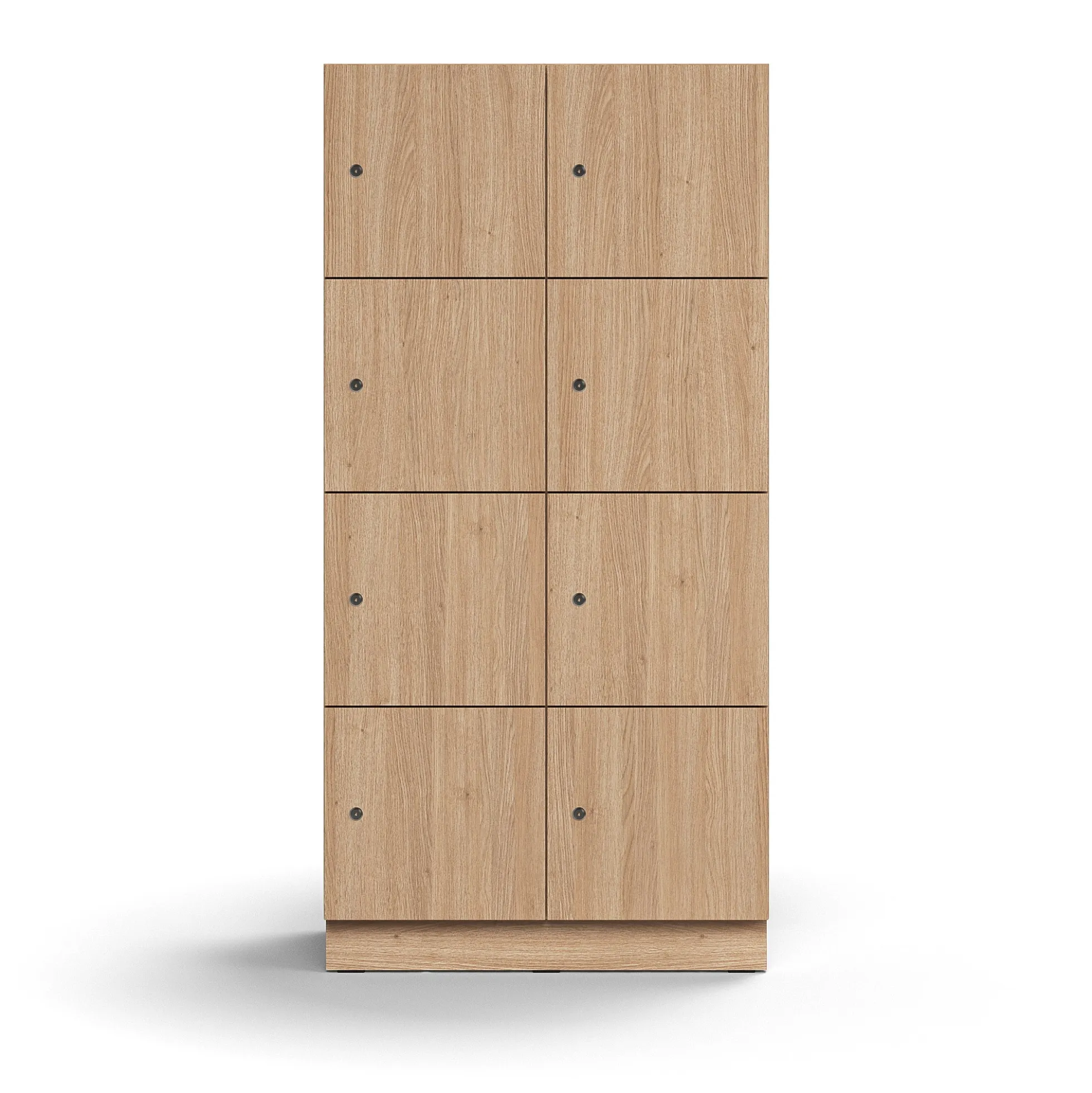 Lokerokaappi QBUS 8 lokeroa, sokkeli, 1636x800x420 mm, tammi