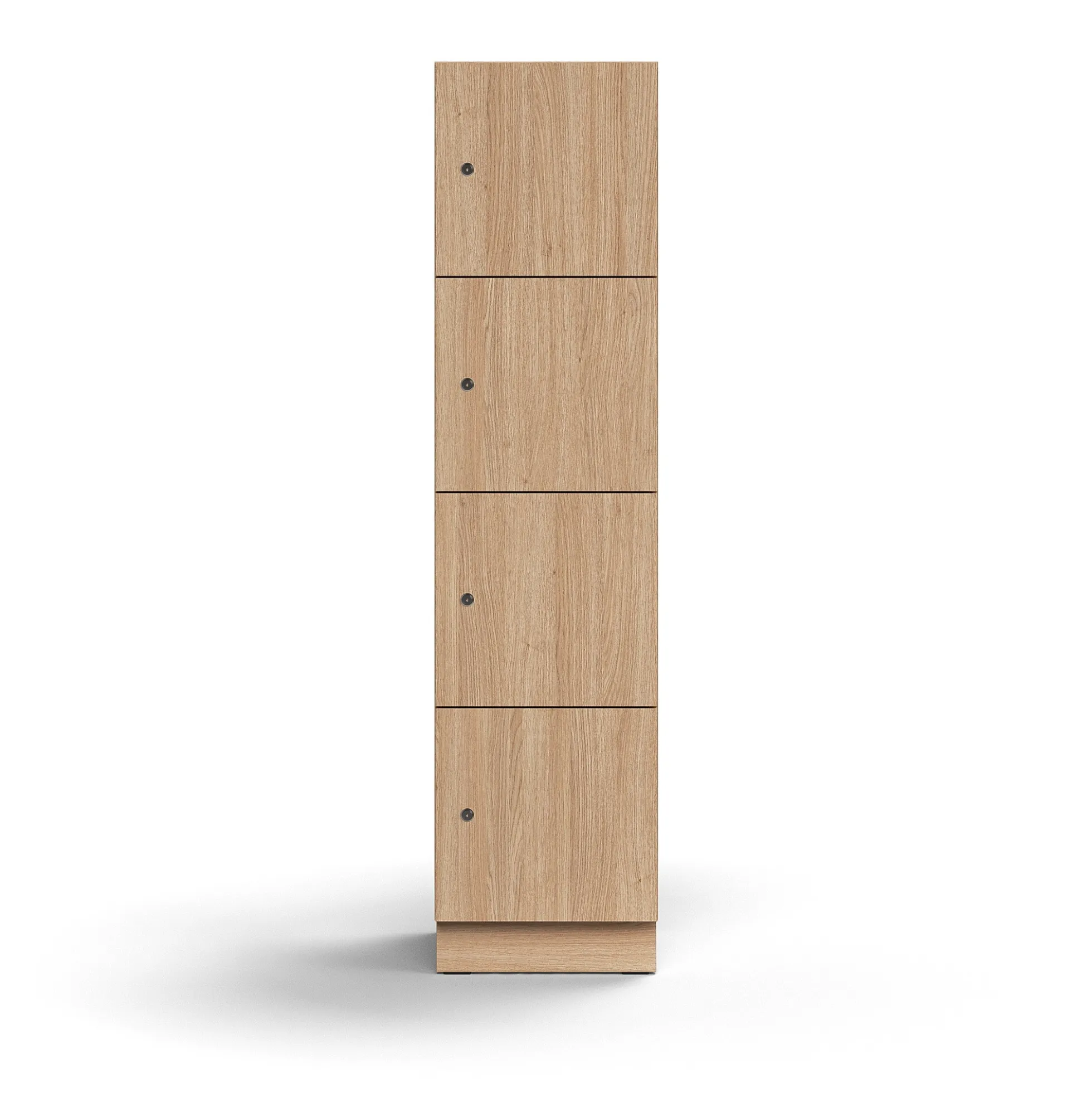 Lokerokaappi QBUS 4 lokeroa, sokkeli, 1636x400x420 mm, tammi