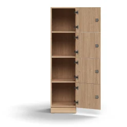 Lokerokaappi QBUS 4 lokeroa, sokkeli, 1636x400x420 mm, tammi