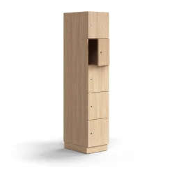 Lokerokaappi QBUS 5 lokeroa, sokkeli, 2020x400x570 mm, tammi