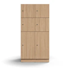 Lokerokaappi QBUS 6 lokeroa, sokkeli, 1636x800x570 mm, tammi