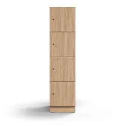 Lokerokaappi QBUS 4 lokeroa, sokkeli, 1636x400x570 mm, tammi