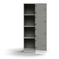 Lokerokaappi QBUS 4 lokeroa, sokkeli, 1636x400x420 mm, vaaleanharmaa