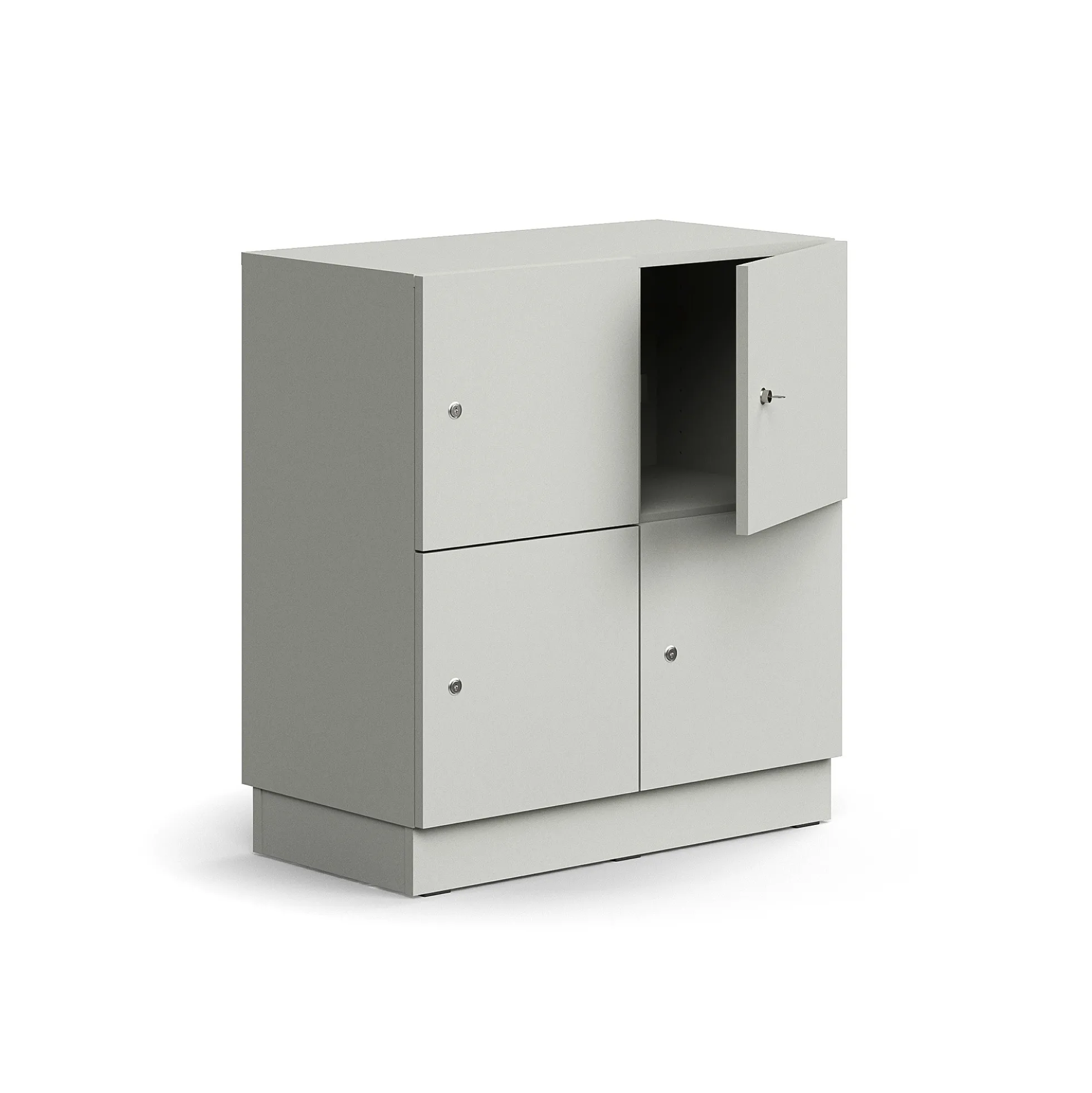 Lokerokaappi QBUS 4 lokeroa, sokkeli, 868x800x420 mm, vaaleanharmaa