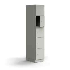 Lokerokaappi QBUS 5 lokeroa, sokkeli, 2020x400x570 mm, vaaleanharmaa