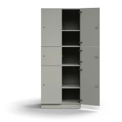 Lokerokaappi QBUS 6 lokeroa, sokkeli, 2020x800x570 mm, vaaleanharmaa
