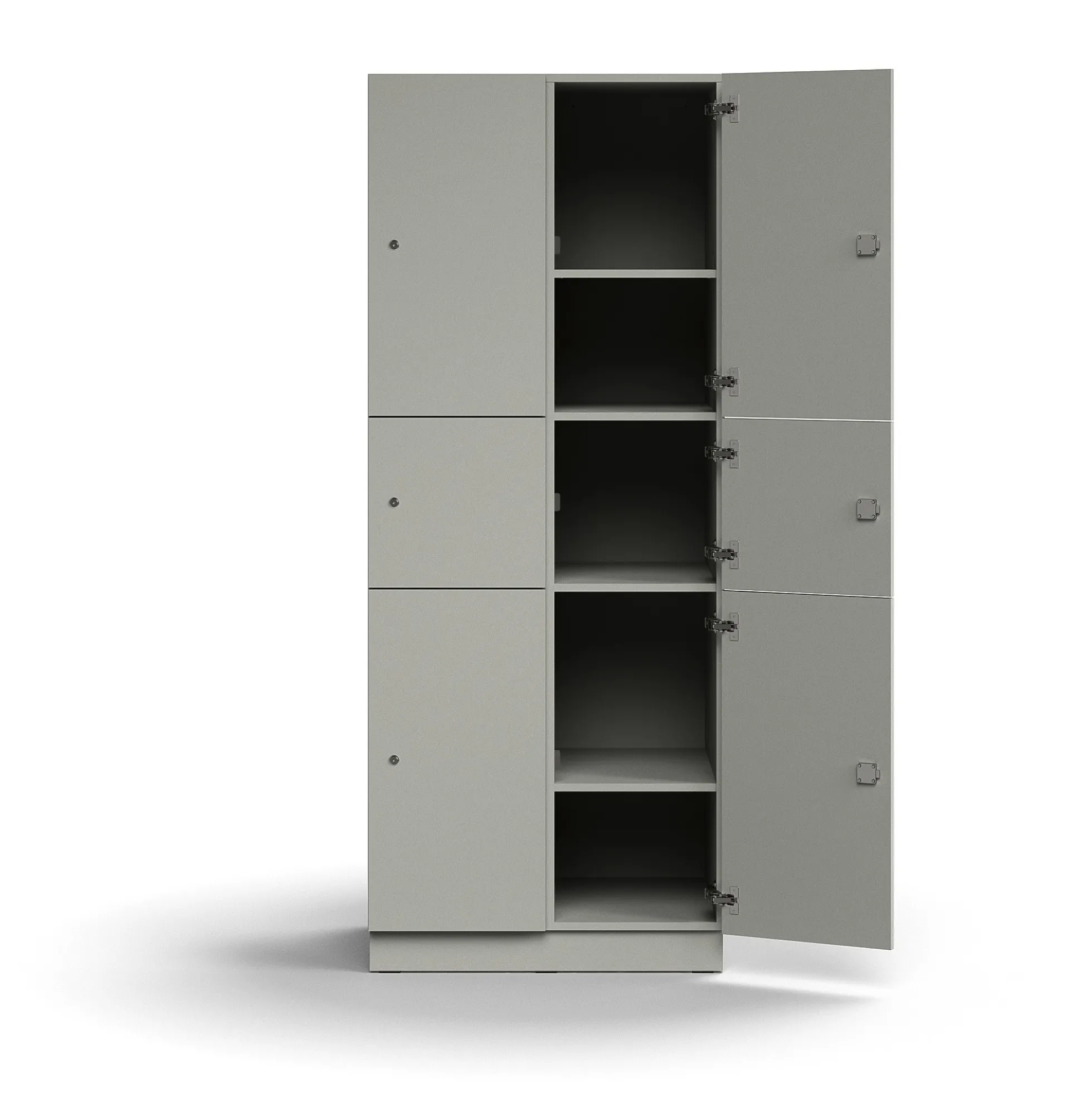 Lokerokaappi QBUS 6 lokeroa, sokkeli, 2020x800x570 mm, vaaleanharmaa