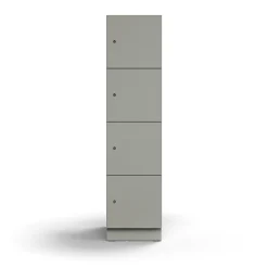 Lokerokaappi QBUS 4 lokeroa, sokkeli, 1636x400x570 mm, vaaleanharmaa