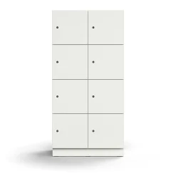 Lokerokaappi QBUS 8 lokeroa, sokkeli, 1636x800x420 mm, valkoinen