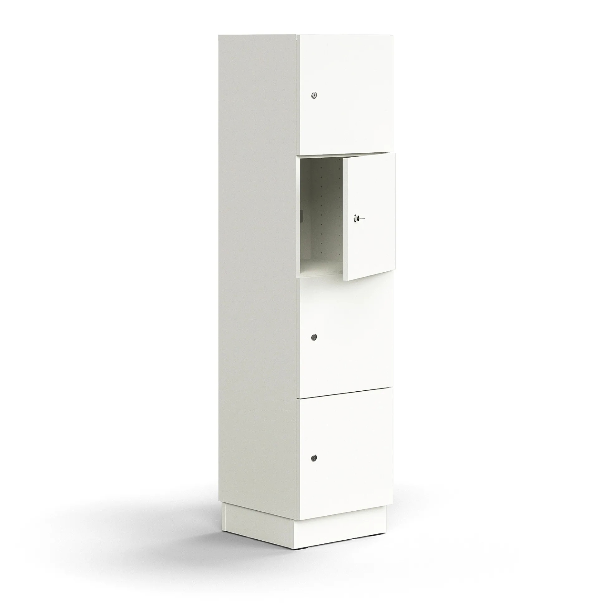 Lokerokaappi QBUS 4 lokeroa, sokkeli, 1636x400x420 mm, valkoinen
