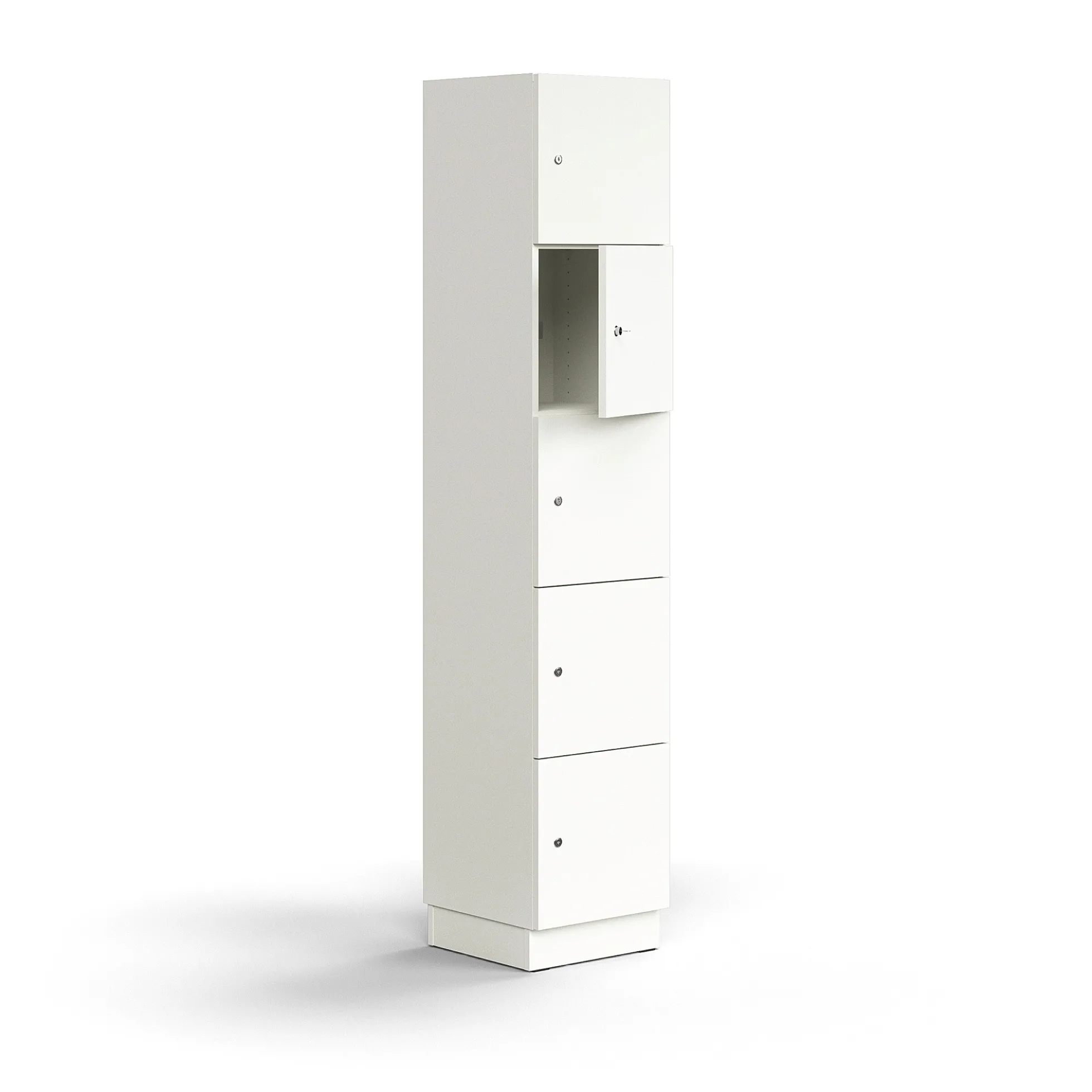 Lokerokaappi QBUS 5 lokeroa, sokkeli, 2020x400x420 mm, valkoinen
