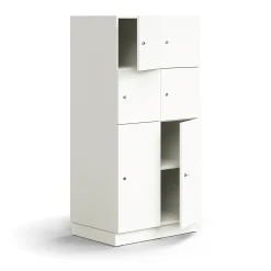 Lokerokaappi QBUS 6 lokeroa, sokkeli, 1636x800x570 mm, valkoinen
