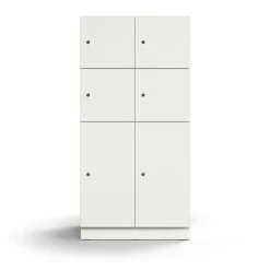 Lokerokaappi QBUS 6 lokeroa, sokkeli, 1636x800x570 mm, valkoinen
