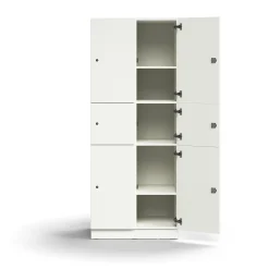 Lokerokaappi QBUS 6 lokeroa, sokkeli, 2020x800x570 mm, valkoinen