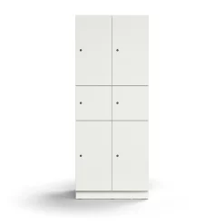 Lokerokaappi QBUS 6 lokeroa, sokkeli, 2020x800x570 mm, valkoinen