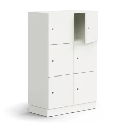 Lokerokaappi QBUS 6 lokeroa, sokkeli, 1252x800x420 mm, valkoinen