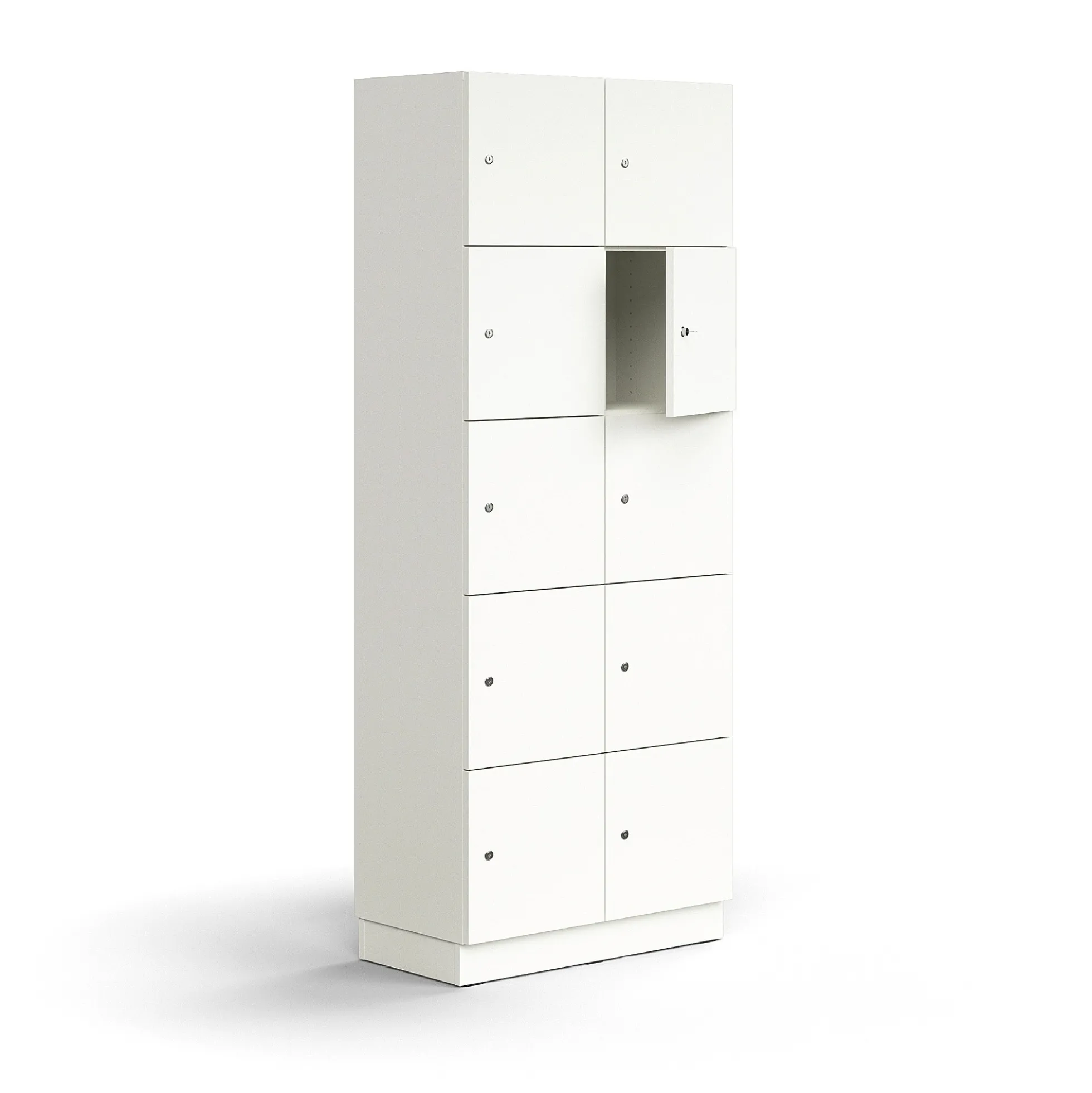 Lokerokaappi QBUS 10 lokeroa, sokkeli, 2020x800x420 mm, valkoinen