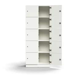 Lokerokaappi QBUS 10 lokeroa, sokkeli, 2020x800x420 mm, valkoinen