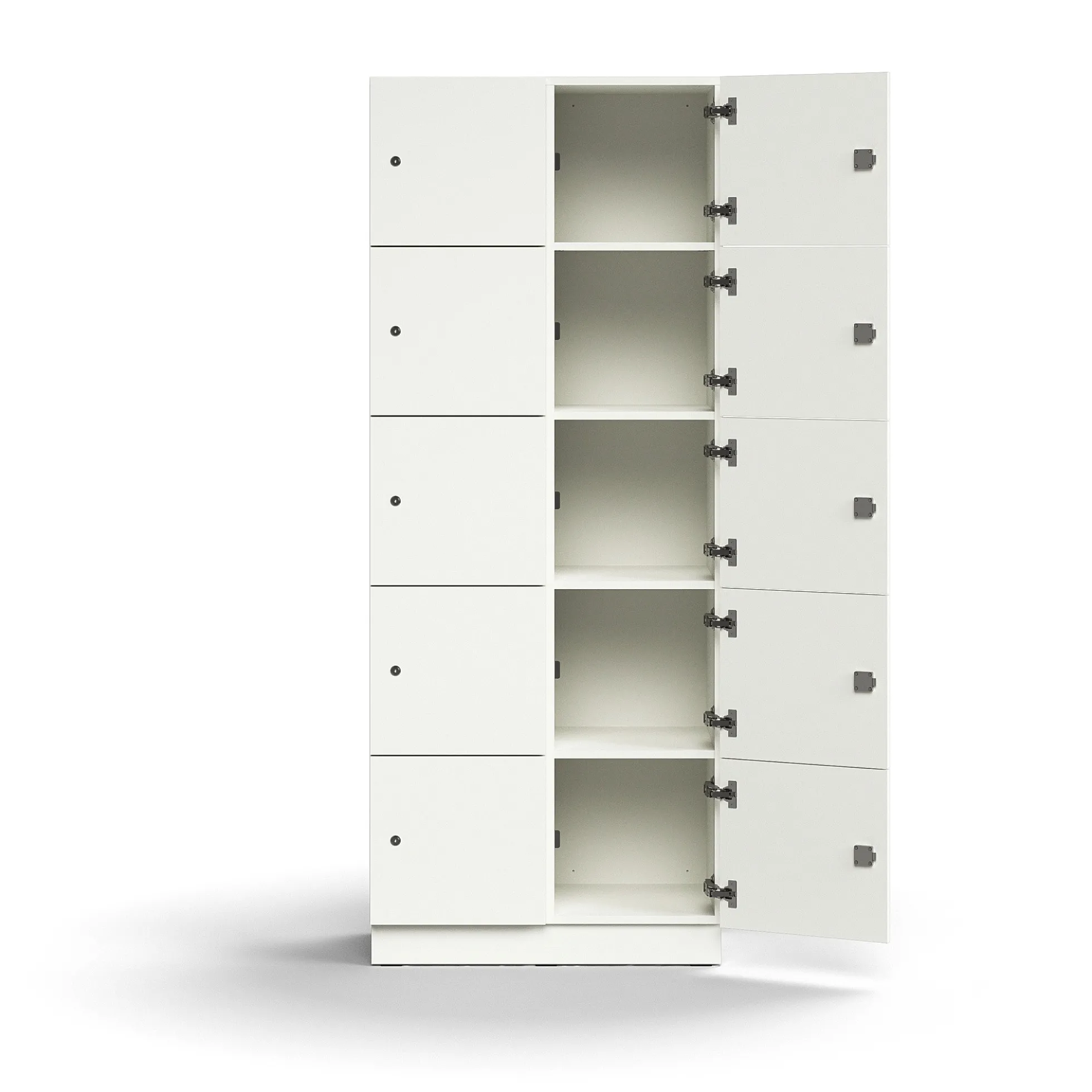 Lokerokaappi QBUS 10 lokeroa, sokkeli, 2020x800x420 mm, valkoinen