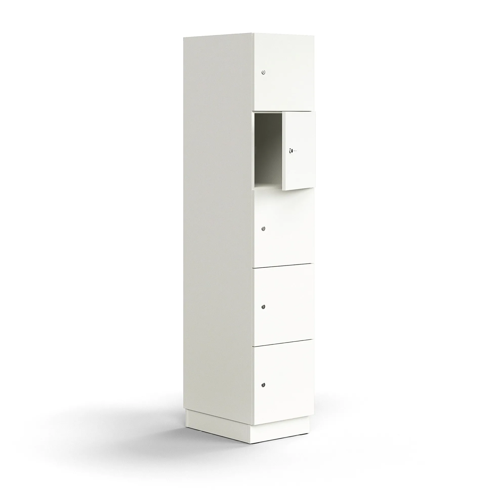 Lokerokaappi QBUS 5 lokeroa, sokkeli, 2020x400x570 mm, valkoinen