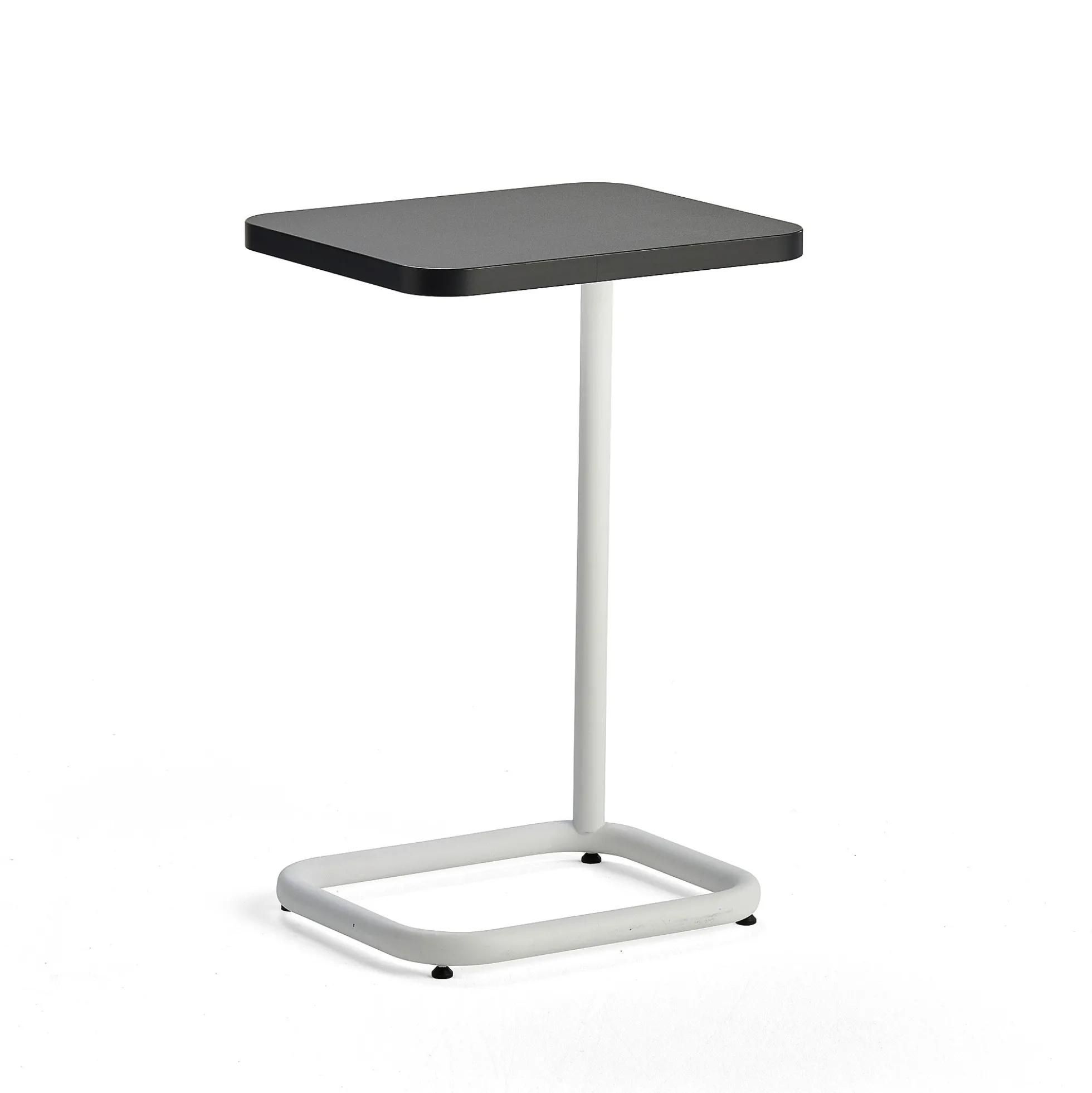 Läppäripöytä STANDBY 425x350x647 mm, valkoinen jalusta, musta pöytälevy
