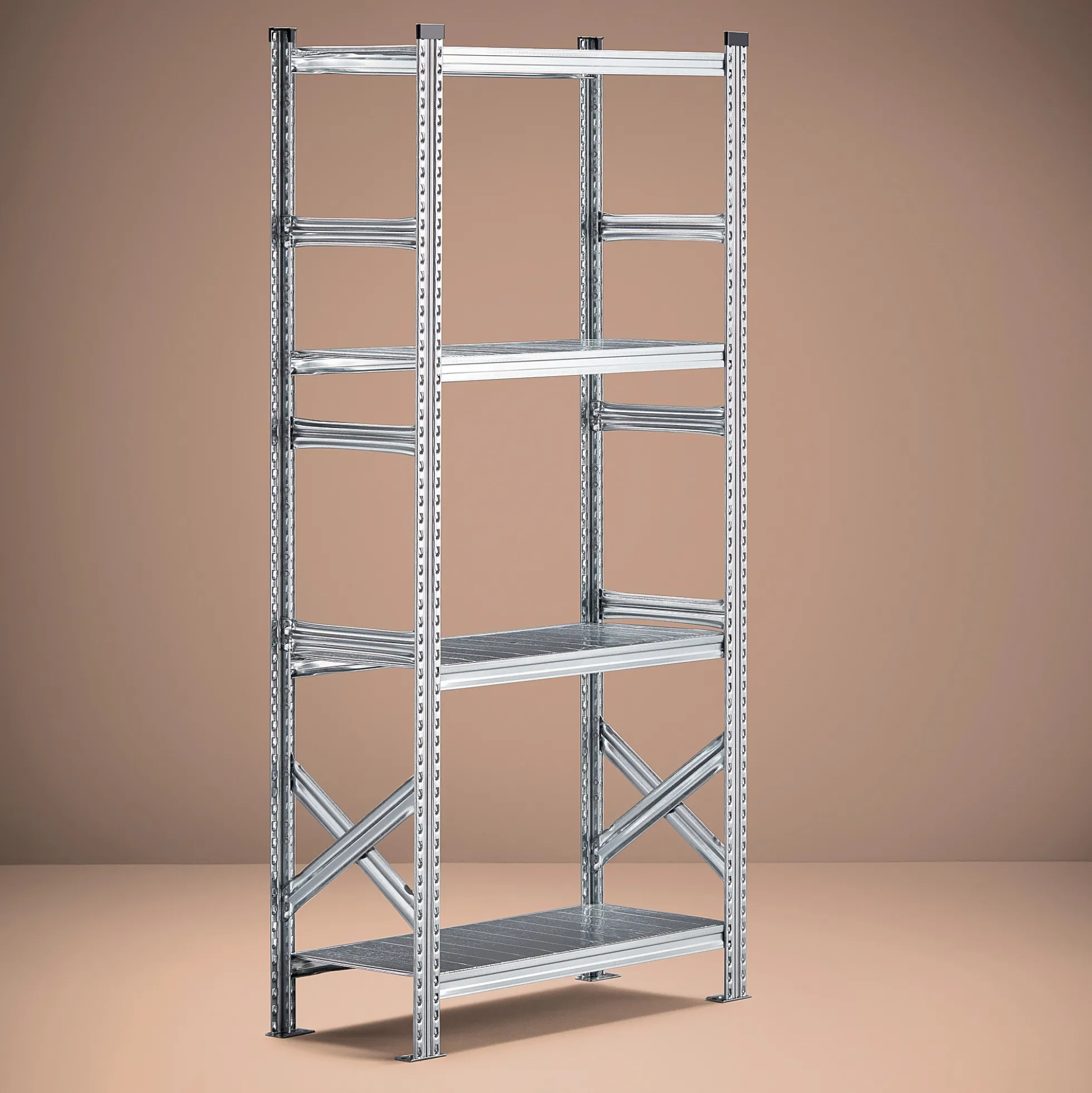 Metallihylly TRANSFORM Perusosa, 4 hyllytasoa, 1972x975x400 mm