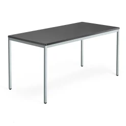 Neuvottelupöytä QBUS 1600x800 mm, 4-jalkainen jalusta, hopeanharmaa jalusta, musta