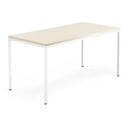 Neuvottelupöytä QBUS 1600x800 mm, 4-jalkainen jalusta, valkoinen jalusta, koivu