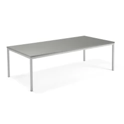 Neuvottelupöytä QBUS 2400x1200 mm, 4 suoraa jalkaa, hopeanharmaa jalusta, vaaleanharmaa
