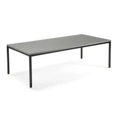 Neuvottelupöytä QBUS 2400x1200 mm, 4 suoraa jalkaa, musta jalusta, vaaleanharmaa